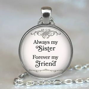 Always My Sister Forever My Friend Glass Necklace